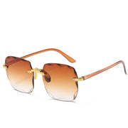 Sunglasses For Women ladies Rimless Sun glasses Diamond cutting Lens Brand Designer Ocean Shades Vintage female glasses eyewear - Luxe Ladies Moda