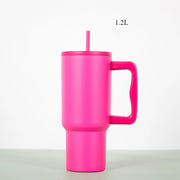 40 Oz Insulated Mug with Handle and Flip Top Straw Reusable Stainless Steel Water Bottle - Luxe Ladies Moda