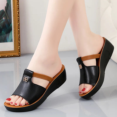 Summer Women Wedge Sandals Premium Orthopedic Open Toe Sandals Vintage Anti-slip Leather Casual Female Platform Retro Shoes