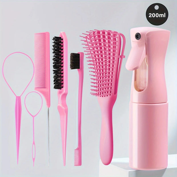 5-Piece Hair Styling Tools Set – Unscented Hair Care Kit with Octopus Detangler Brush & Comb for Curly/Normal Hair - Luxe Ladies Moda