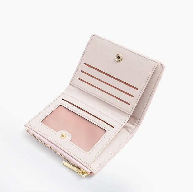 Embroidery Coin Purse Women Wallet Ladies PU Leather Solid Color Short Wallet Zipper Card Bag Card Holder Student Money Bag - Luxe Ladies Moda