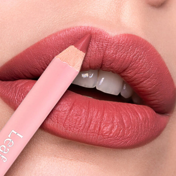 "Waterproof Matte Lip Liner | 12-Color Wooden Lip Contour Pencil" - Luxe Ladies Moda