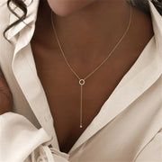 S925 Sterling Silver Double-Deck Circle Zircon Pendant Long O-Chain Choker Necklace 2024 Spring Women Wedding Fine Jewelry - Luxe Ladies Moda