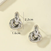 Gold SIlver Color Knot Hoop Earring for Women Fashion Shiny Plating Trendy Twist Stud Earring Stud Cute Daily Wear Jewelry - Luxe Ladies Moda