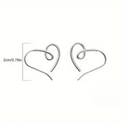 S925 Sterling Silver Single Wire Twisted Heart Shape Hook Earrings Women's Earrings Valentine's Day Gift Box 1.3g/0.046oz
