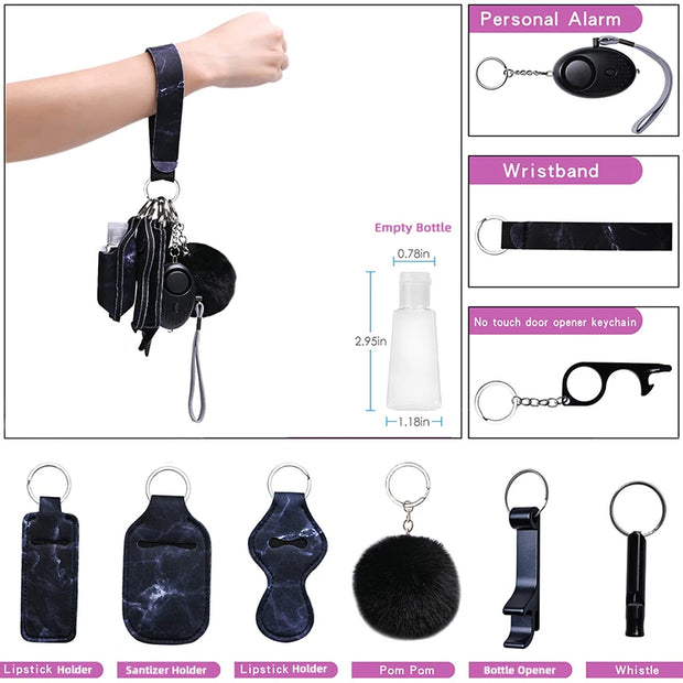 Factory Price Women Outdoor Self Defense Keychain Accessories Set Emergency Personal Protection Safety Alarm Women Product