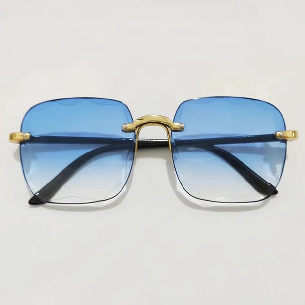 Sunglasses For Women ladies Rimless Sun glasses Diamond cutting Lens Brand Designer Ocean Shades Vintage female glasses eyewear - Luxe Ladies Moda