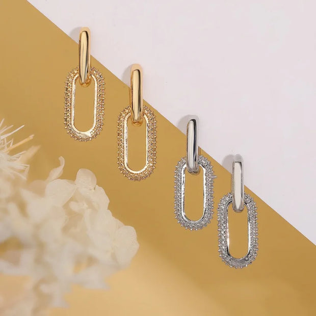 Retro Double Loop Design Drop Earrings Gold Color Geometric Round Hoop Earrings for Women Girls Punk Hip Hop Fashion Jewelry - Luxe Ladies Moda