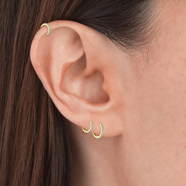 925 Sterling Silver Small Hoop Earrings Zirconia Huggie 14K Gold Plated Cartilage Piercing Ear Cuff Tiny Earrings for Women Men - Luxe Ladies Moda