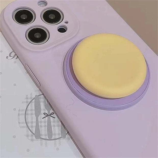 Cute Macaron Silicone Round Magnetic Holder Grip Tok Griptok Phone Stand Holder Support For iPhone 15 For Pad Magsafe Smart Tok - Luxe Ladies Moda
