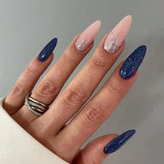 24pcs Detachable Almond French False Nails DIY Glitter Design Press on Nails Fake Nials DIY Manicure Nail Tips - Luxe Ladies Moda