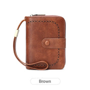 Anti-Theft Brush Bag for Ladies, Oil Wax Leather, Short Purse, European and American Retro, Multi-Function, organ Card Bag - Luxe Ladies Moda