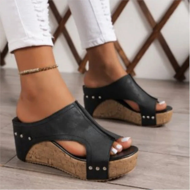 Sandals Shoes Women Summer Soft Women Shoe Slides Women's Sandals Wedge Shoes Woman Platform Heels Slippers Women Footwear - Luxe Ladies Moda