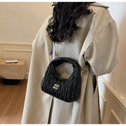 Chic Solid Color Crossbody Bag – Textured Leather Handbag with Adjustable Strap