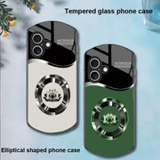 Circle Lotus White For Apple IPhone 16 11 13 15 14 Pro Max 12 Mini 7 8 Plus XR X XS Elliptical Shaped Tempered Glass Phone Case - Luxe Ladies Moda