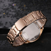 Women Watch Fashion with Diamonds Crystal Design Quartz Watches Leisure Rose Gold Stainless Steel Strap Clock - Luxe Ladies Moda