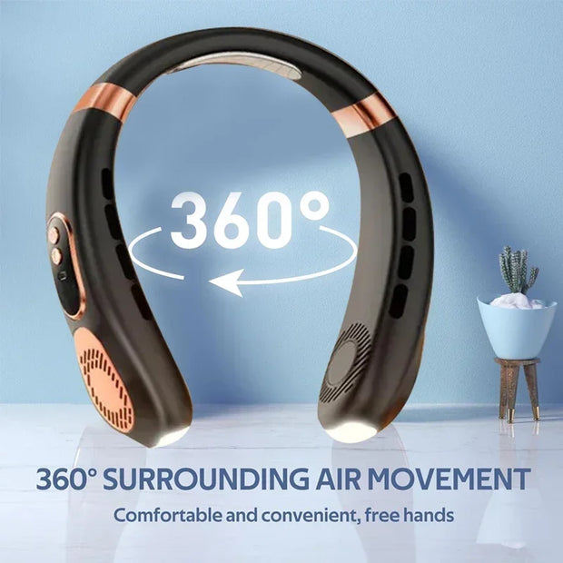 Portable Neck Fan,4000 mAh Cooling Airflow 5 Speeds Adjustable Bladeless Fan Hands Free Personal Wearable Rechargeable Battery - Luxe Ladies Moda