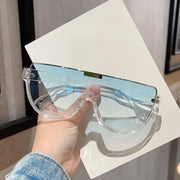 Luxury Brand Designer Half Frame Oversized Sunglasses Women For Men Vintage Fashion Sun Glasses Trendy Punk One Piece Shades - Luxe Ladies Moda