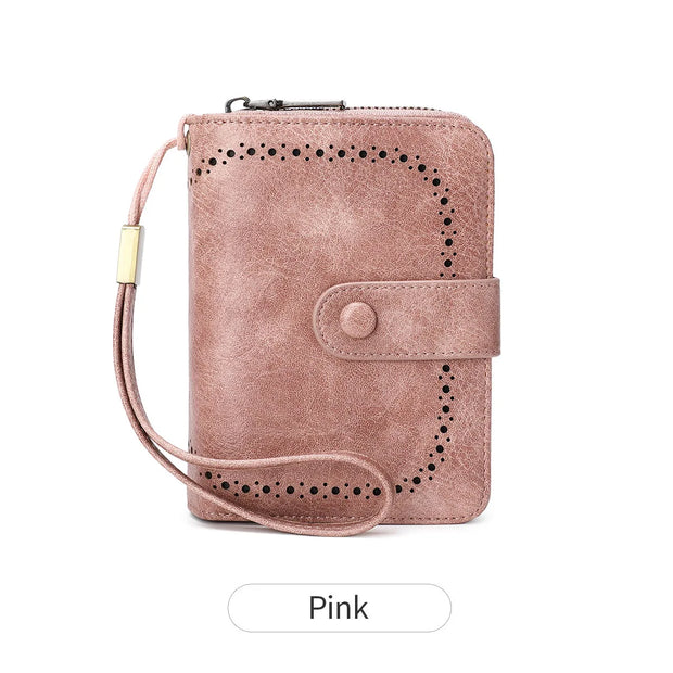Anti-Theft Brush Bag for Ladies, Oil Wax Leather, Short Purse, European and American Retro, Multi-Function, organ Card Bag - Luxe Ladies Moda