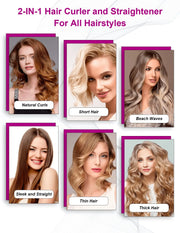 Straightening Curling Iron Combo for Curl Wave Straighten Women Hair - 1 Inch Dual Voltage - Luxe Ladies Moda