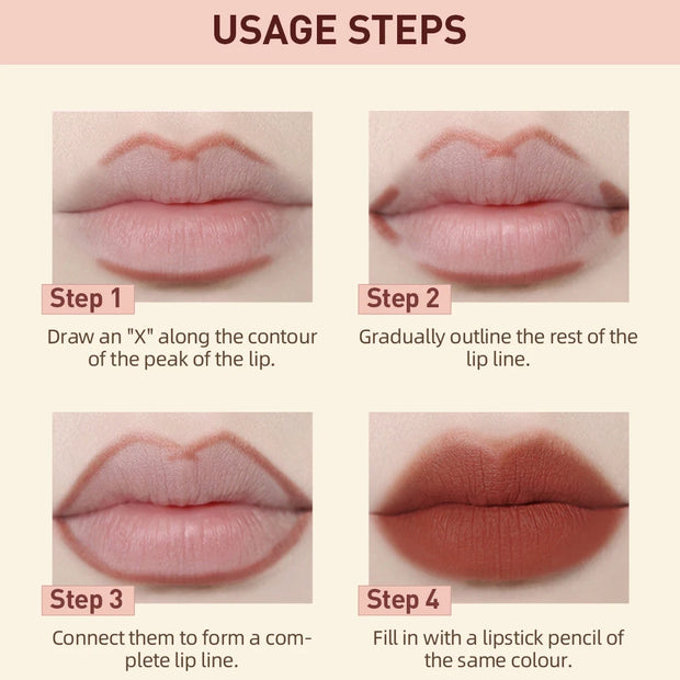 QIBEST 2pcs Lipstick Lipliner Pen Set Matte Velvet Lip Liner Pencil Contour Makeup Sexy Red Lip Stick Long Lasting Cosmetics - Luxe Ladies Moda