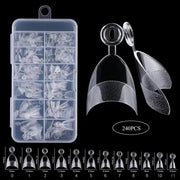 240pcs Half Cover Almond Pre-filed Nail Tips Half Matte XS Press on Fake Nail Extension for Small Tiny Nail Bed 12 Sizes in Box - Luxe Ladies Moda