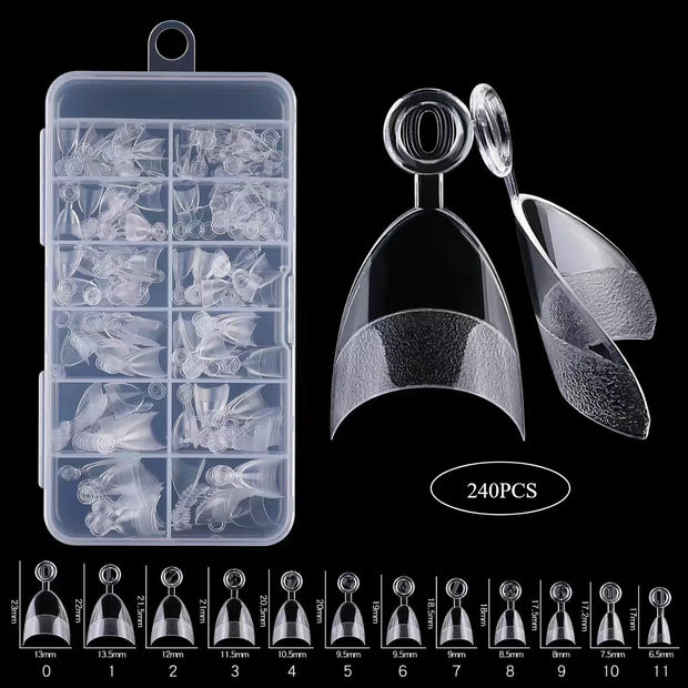 240pcs Half Cover Almond Pre-filed Nail Tips Half Matte XS Press on Fake Nail Extension for Small Tiny Nail Bed 12 Sizes in Box - Luxe Ladies Moda