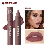 Beauty Glazed Matte Lipstick Pencil Waterproof Long Lasting Lip Balm 12 Colors Velvet Lip Liner Pen Lips Makeup Women Cosmetics - Luxe Ladies Moda