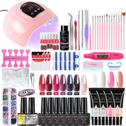 Nail Set Nail Gel Tools Kit 54W Nail Lamp 18/12/7 Colors UV Gel Nail Polish Kit Contains Nail Drill Machine Nail Kit