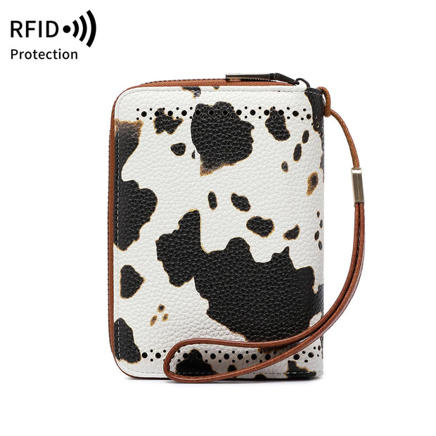 Anti-Theft Brush Bag for Ladies, Oil Wax Leather, Short Purse, European and American Retro, Multi-Function, organ Card Bag - Luxe Ladies Moda