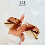 Rimless Sunglasses Women Trendy Luxe Fashion Sunglasses Vintage Glasses - Luxe Ladies Moda