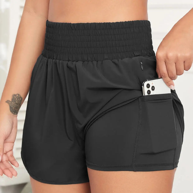 Women Side Zippered Pocket With Inner Lining Shorts Quick Drying Running Fitness Yoga Leisure Sport Shorts - Luxe Ladies Moda