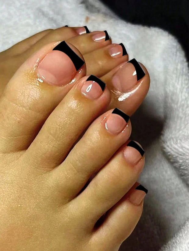 24 PCS Red/White/Black/Yellow/Wine Red Toenails Fake Toe Nails Natural -Solid Color Square Press on Toenails Short - Luxe Ladies Moda