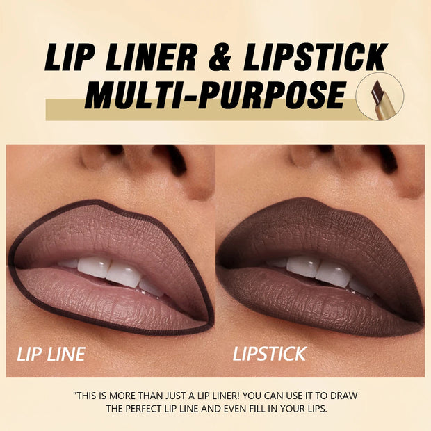 Matte 6-colors Lip Liner Pencil Bevel Design Nib Lip Contour Lipstick Nude Brown Lipstick Pencil Natural Lasting Lipliner Makeup - Luxe Ladies Moda