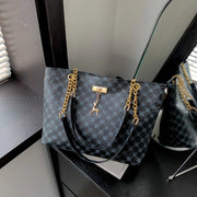Texture Soft Leather Large Capacity Tote Women Bag With Hanging Accessories Shoulder Bag