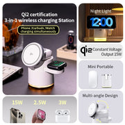 Qi2 Wireless Charger 3-in-1 Fast Charging Station Stand Folding Holder for iPhone16 15 14 ProMax Airpods Apple Watch