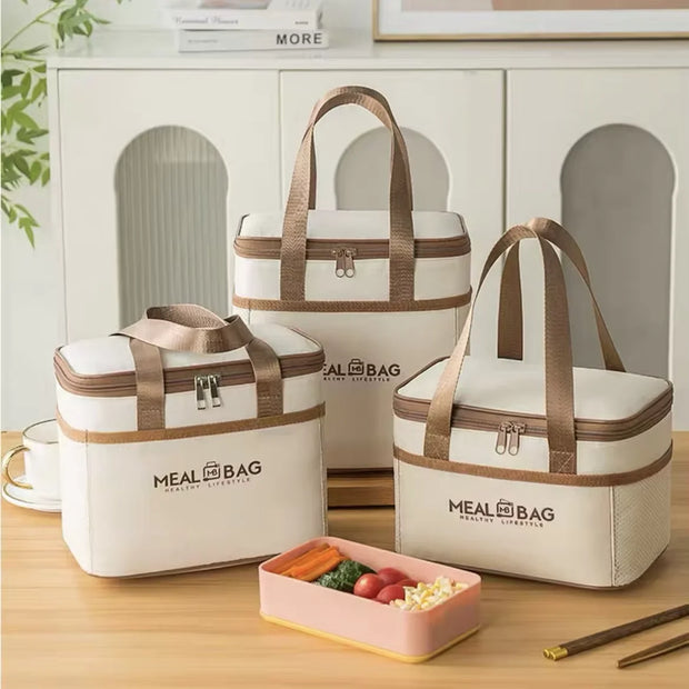 Portable lunch bag food insulated box Waterproof shoulder strap insulated box, hand-held lunch box bag, fresh aluminum DH - Luxe Ladies Moda