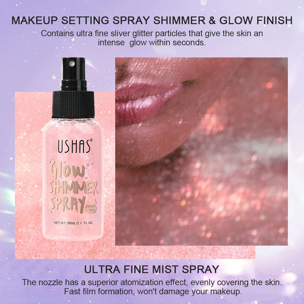 Body highlight spray, quick-drying and non-sticky, liquid glitter highlighter, long-lasting gloss - Luxe Ladies Moda