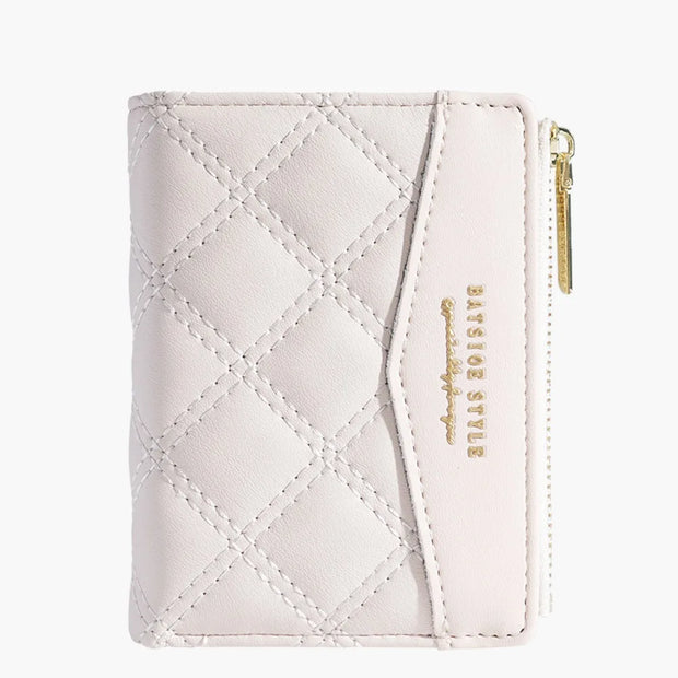 Embroidery Coin Purse Women Wallet Ladies PU Leather Solid Color Short Wallet Zipper Card Bag Card Holder Student Money Bag - Luxe Ladies Moda