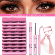 DIY Eyelash Extension Kit 200pcs Individual Lashes Cluster D Curl, 8-16mm Mix Lash Clusters with Lash Tweezers - Luxe Ladies Moda