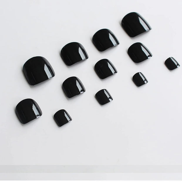 24 PCS Red/White/Black/Yellow/Wine Red Toenails Fake Toe Nails Natural -Solid Color Square Press on Toenails Short - Luxe Ladies Moda
