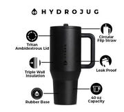 HydroJug Tumbler Traveler Cup Stainless Steel Coffee Mug Insulated Thermos Portable Vacuum Travel Tumbler with Handle Lid Straw - Luxe Ladies Moda