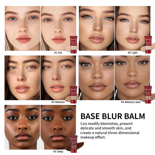 Base Blurring Foundation – 5 Colors | 24H Long-Lasting Matte Foundation | Oil-Control, Shine-Balancing, Lightweight Full Coverage Makeup