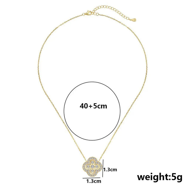 Lucky Four-leaf Clover CZ Necklace For Women's Dynamic Fashion Clavicle Chain Versatile Fashion Accessories - Luxe Ladies Moda