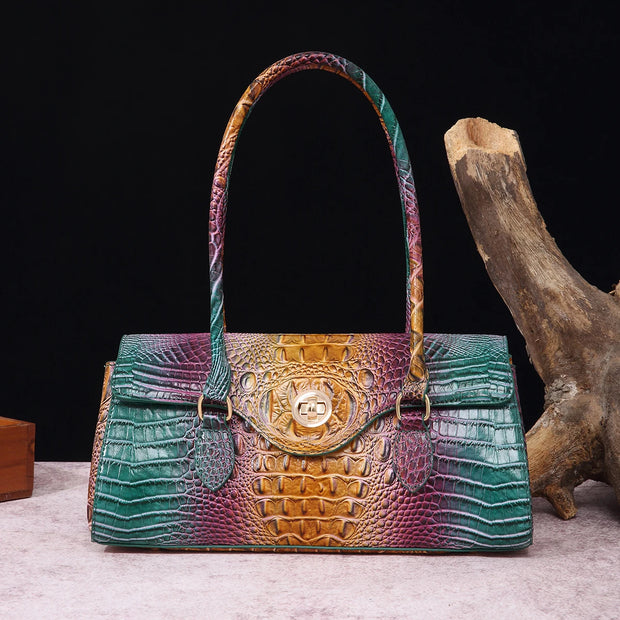 Multicolor Crocodile Pattern Fashion Handheld Stick Bag Large Capacity One Shoulder Underarm Bag Women's Luxury Handbag - Luxe Ladies Moda