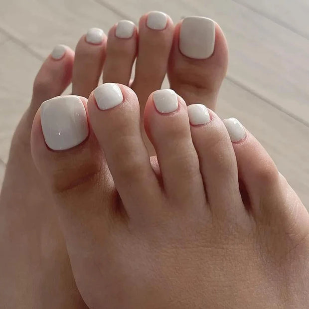 24 PCS Red/White/Black/Yellow/Wine Red Toenails Fake Toe Nails Natural -Solid Color Square Press on Toenails Short - Luxe Ladies Moda
