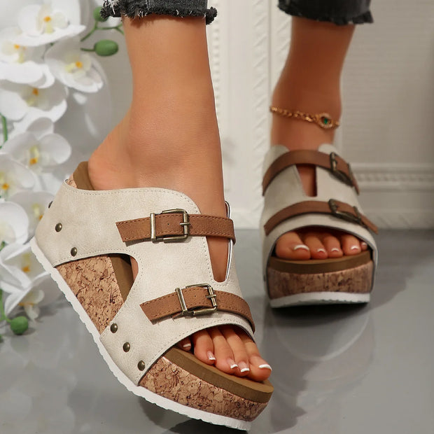 Women's Summer Platform Wedge-heeled Sandals Plus Size Comfortable Casual Outdoor Open Toe Beach Slippers - Luxe Ladies Moda