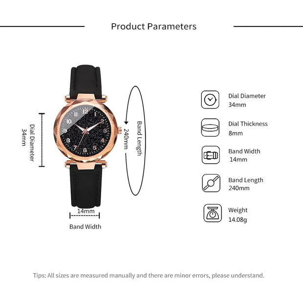 5pcs Set Womens Watches Set Ladies Fashion Watch Black Female New Simple Casual Womens Analog WristWatch Bracelet Gift No Box - Luxe Ladies Moda