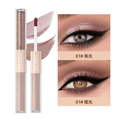 QIBEST Double-head Glitter Liquid Eyeshadow Contour Blush Pigment Silkworm Shimmer Matte Natural Cheek Shadow Cream Eyes Makeup - Luxe Ladies Moda
