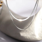 2023 S925 Silver Double Layer Box Chain Snake Clavicle Chain Necklace Female Fashion Hip-hop Retro Unique Design Fine Jewelry - Luxe Ladies Moda